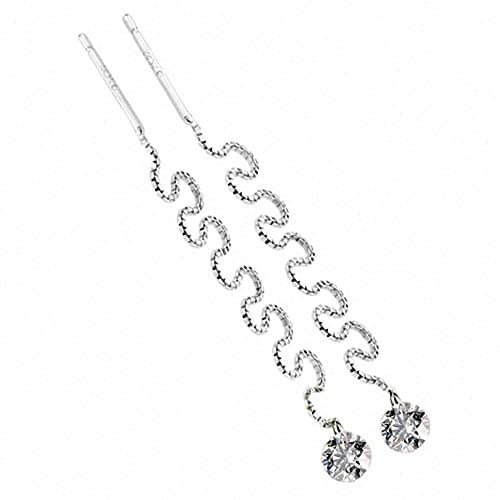 black friday promotion Luxury Trendy Clear Lady Silver Earring Zirconia Diamond Long Big Pull Through Earring For Women
