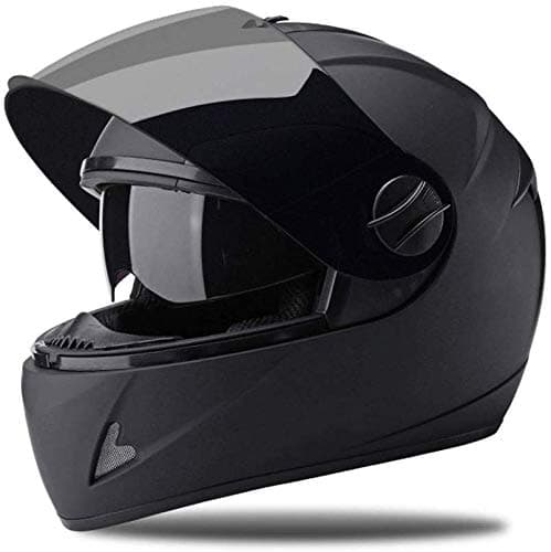XZ Portable Motorcycle Helmet - Four Seasons Windproof Warm Full Helmet Adjustable Adult Helmet for Road Cycling BMX Riding,Matte Black