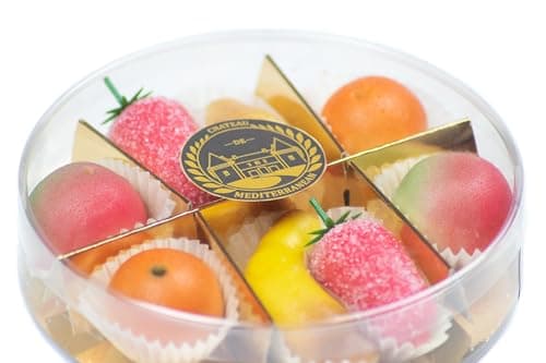 Marzipan Fruits Round Gift Box 200g, Chateau de Mediterranean