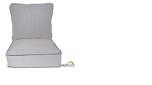 Resort Spa Home Decor Outdura Black Houndstooth Woven Jacquard Cushion Set for Indoor/Outdoor Deep Seat Furniture Chair - Choose Size (Seat Cushion 22" w X 22" d)