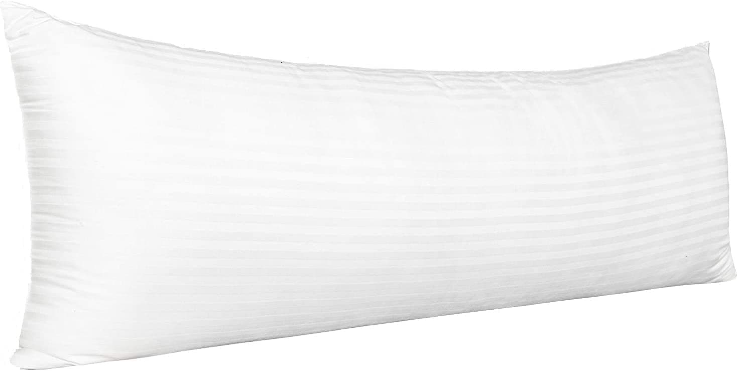 Body Pillow Cover 20x54 Body Pillow Case 100% Egyptian Cotton Hotel Quality 1-Pieces White Stripe Body Pillow Cover Premium 600 Thread Count Body Pillowcase Envelope Closure - 20 x 54, White Stripe