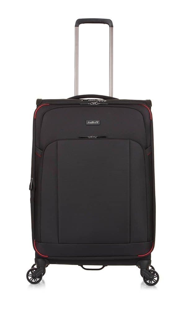 Antler Atmosphere, Durable & Expandable Lightweight Soft Shell Suitcase - Colour: Black, Size: Medium