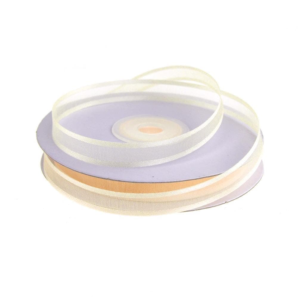 Homeford Satin-Edge Sheer Organza Ribbon, 3/8-inch, 25-Yard, Ivory