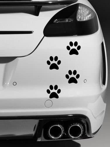 4 x Dog Paw Prints, Quality vinyl car stickers/Decals (Black)