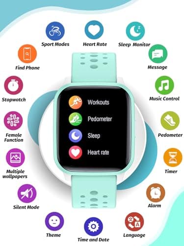 Kids Smart Watch Girls Boys, Smart Watch for Kids Game Smart Watch Gifts for 4-16 Years Old with Sleep Mode 20 Sports Modes 5 Games Pedometer Birthday Gift for Boys Girls (Green)