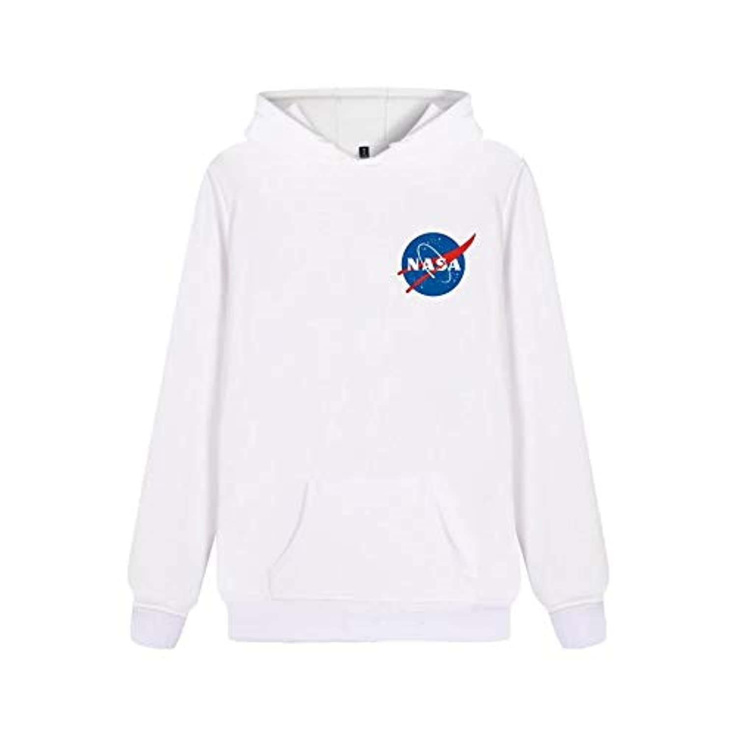 OtherNASA Space Rocket Moon Space Astronaut Novelty Black Men Women Unisex Hooded Sweatshirt Hoodie White CL09898 - L