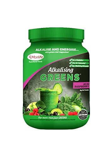 Morlife Super Greens - Acai Rasberry 1kg | Alkalizing Vegan Green Powder Superfood Supplements | with Prebiotics and Probiotics | 21 Greens Superfoods | Green Juice Supplement | 100 Servings