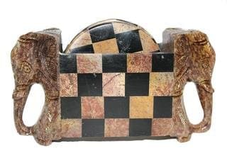 Sehar Crafts Chess Standing Elephant Marble Table Decor Contemporary Royal Coasters Set