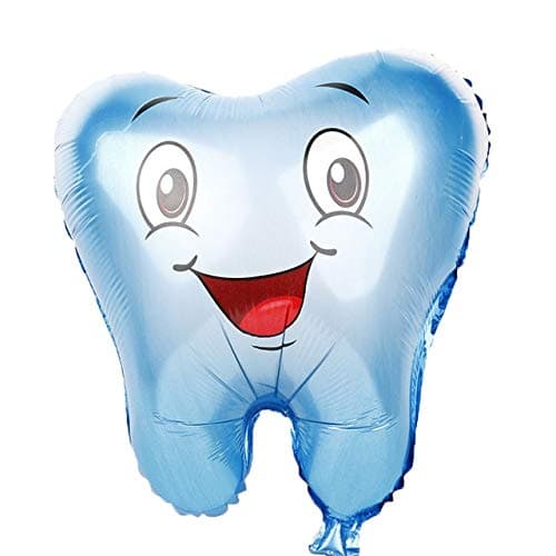 Large Tooth Foil Balloons 2pcs Blue Pink Inflatable Globos for Dentistry Clinic Home Decorations Birthday Party Supplies Ballon - (Color: Blue)