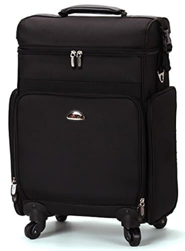 New Vanity Trolley case, vanity case, cosmetic case 39cm- 22cm x 23cmcm (Black Canvas Trolley)