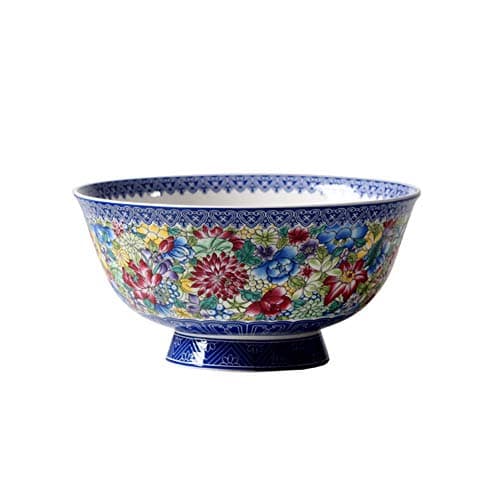 Retro Chinese style Noodle bowl Antique rice bowl Household Bone china tableware Anti-scalding High feet 5/6 inches A set of 2 (Size : 6 inches)