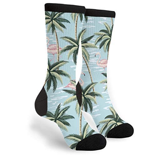 Vintage Flamingo And Palm Trees Novelty Socks For Women & Men