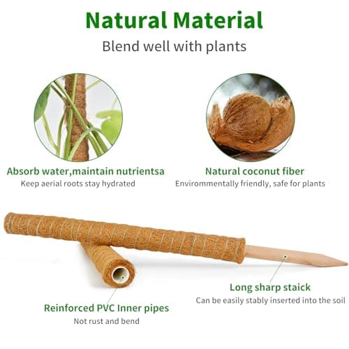 ALENEY Moss Pole, 2 Pack 23.6inch Stackable Moss Poles for Plants Monstera Plant Support, Coir Totem Pole Tall Moss Pole for Climbing Plants, Sphagnum, Indoor Potted Plants - Can Stacked Up to 40’’