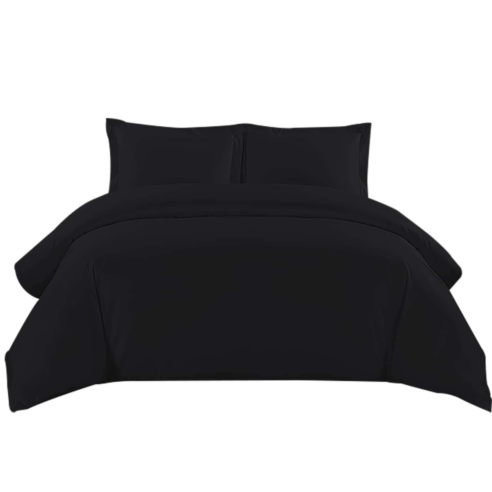 Sunshine Comforts®100% Soft Brushed Microfiber 200 Thread Count Quilt Duvet Cover Set Single Double King Super King (Single, Black)