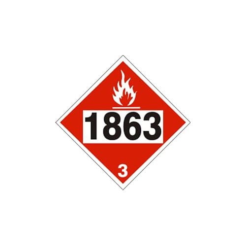 1863 Fuel Aviation Turbine Engine Sign Vinyl Adhesive Placard Flammable Hazard Class 3 D.O.T. HM-206 10-3/4" DOT-18634
