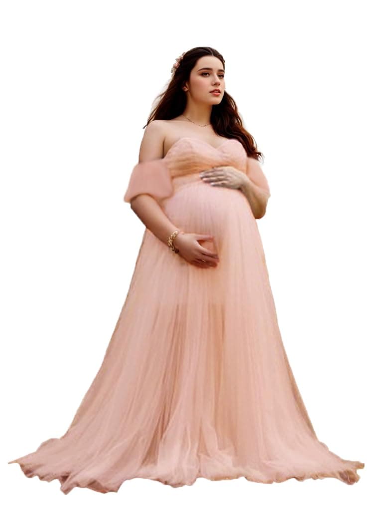 Maternity Photography Props Floral Lace Dress Fancy Pregnancy Gown for Baby Shower Photo Shoot
