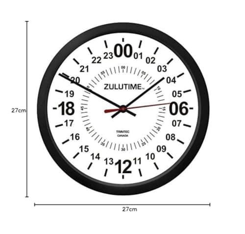 (トリンテック) TRINTEC ズール(Zulu Time) 壁掛時計(白) 24時間 - 10” (24時間時計)