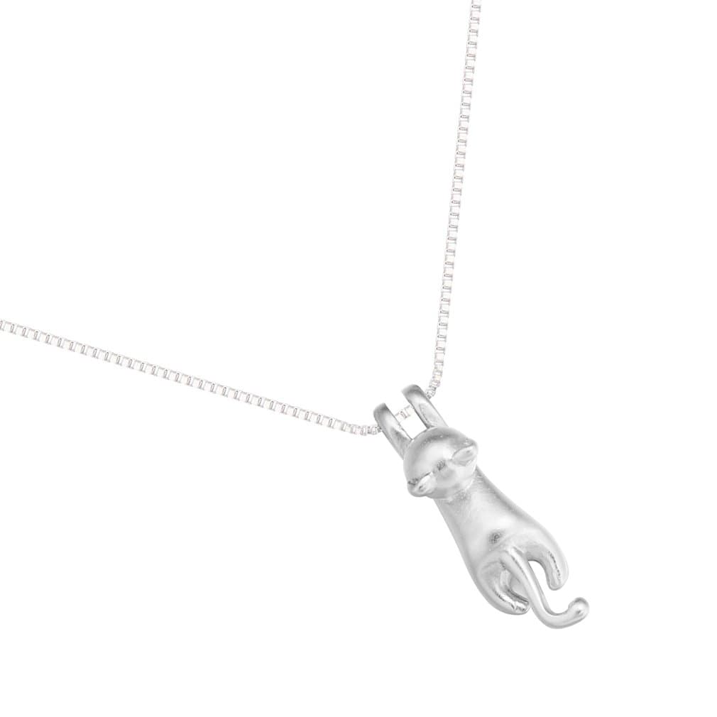 925 Sterling Silver Climbing Cat Choker Necklace for Women