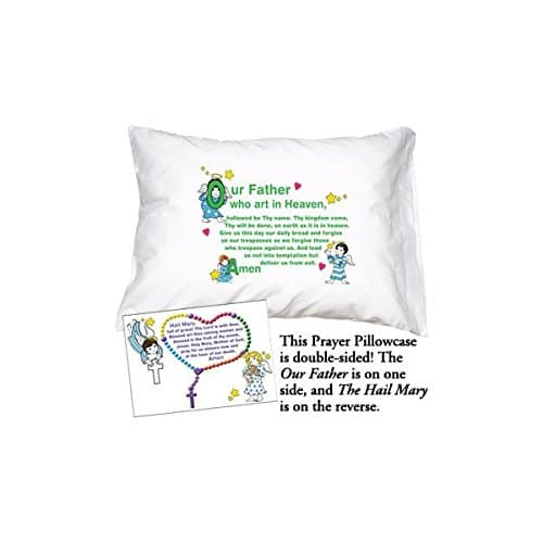 Little Angels Hail Mary and Our Father Pillowcase. Catholic Gifts for Kids.