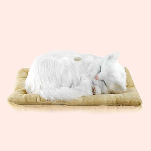 5Star-TD LIB -- Lifelike Breathing Sleeping Purring Cat Pet Belly Moves Up and Down 26x18x12cm with Mat -- Color 3