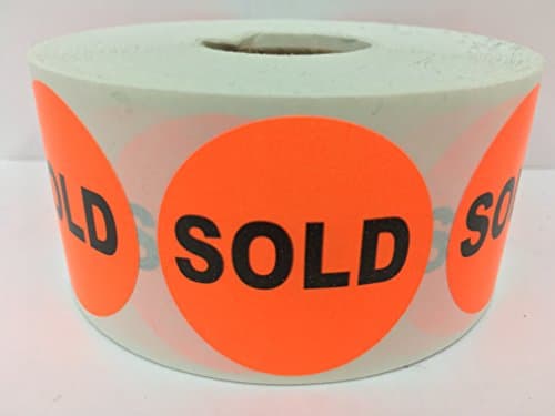 1000 Labels 1.5" Round Orange Sold Point of Sale Pricing Inventory Control Retail Stickers 1 Roll