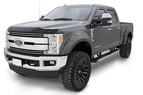 Bushwacker Pocket/Rivet Style Color-Matched Front & Rear Fender Flares | 4-Piece Set, Shadow Black, Smooth Finish | 20942-82 | Fits 2017-2022 Ford F-250, F-350 Super Duty