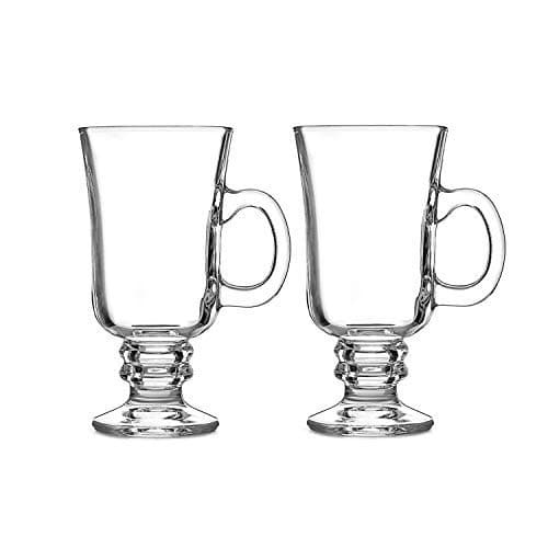 Irish Coffee Glass, Latte Macchiato Glass, Hot Chocolate Cup, with Handle, 250ml, Heat-Resistant Glassware (2-Pack)