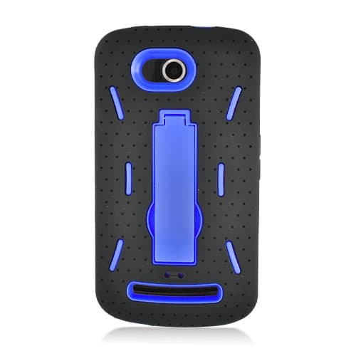 Aimo Wireless COOL5860PCMX002S Guerilla Armor Hybrid Case with Kickstand for Coolpad Quattro 4G 5860e - Retail Packaging - Black/Blue