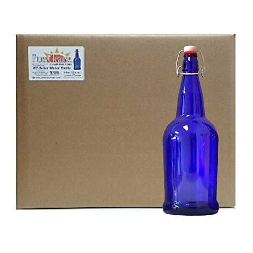 Blue Glass Solar Water Bottles, Blue Glass Water Bottles, 32oz, (12 case)
