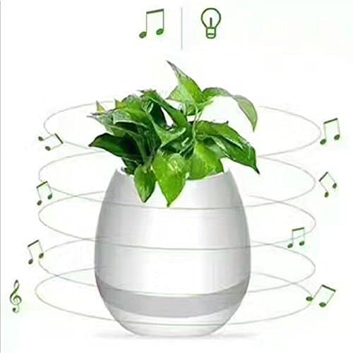 Lyrides Bluetooth Music Flowerpot Smart Touch Music Plant - Rechargeable Night Light Musical Boxes, Smart Music Flower-Pots Within10 Meters Range (Creamy White)