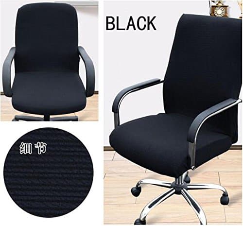 SHIHUALINE Slipcovers Cloth Office Chair pads Removable Cover stretch cushion Resilient Fabric Black (Size M)