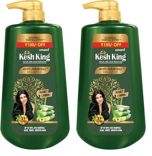 Kesh King Ayurvedic Anti-Hairfall Shampoo | Reduces hairfall | 21 Ayurvedic herbs | No Paraben & No Silicon | Enriched with Aloe Vera, Bhringraja & Amla | 1000 ml (Pack of 2)