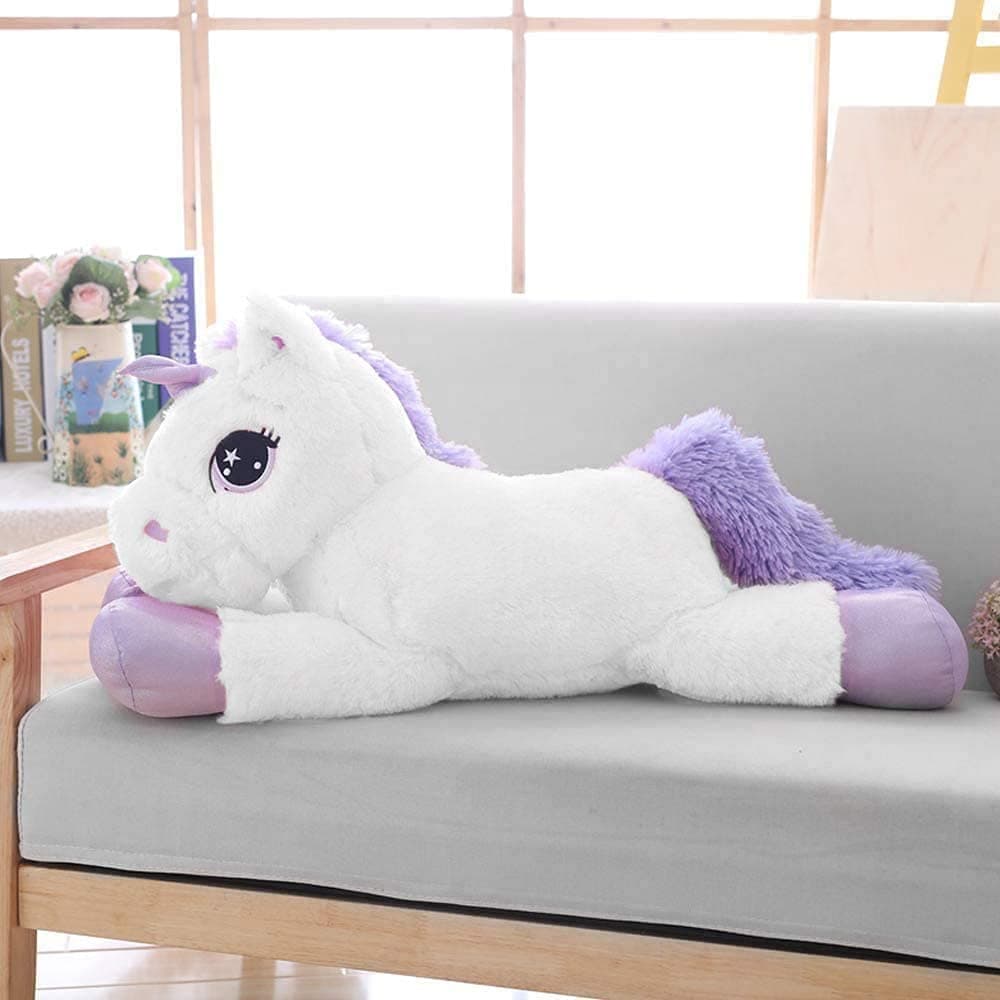 Big Unicorn Stuffed Animal Giant Stuffed Unicorn Plush, Soft Cute Pillow for Girls Kids, Christmas Birthday Gift, White 24"