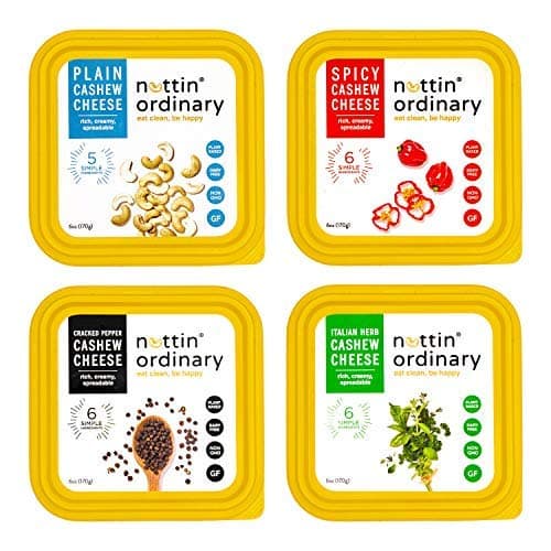 Nuttin Ordinary Plant-Based Cashew Cheese, Dairy-Free Cheese, Gluten-Free, Vegan Cheese - Variety 4 Pack 6oz Each