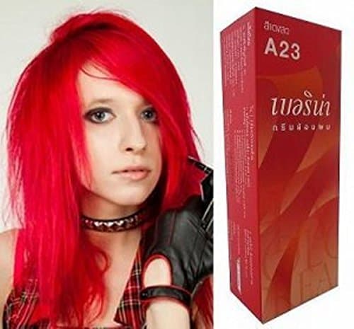 Permanent Hair Dye Color Cream Berina Hair Color Cream Bright Red Color A23 Free Gloves