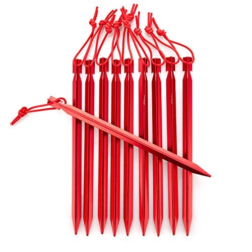 Kalili 9 inch Lengthen Aluminum Alloy Y shaped Tent Stakes Tent Pegs for Camping Hiking 10 Pcs