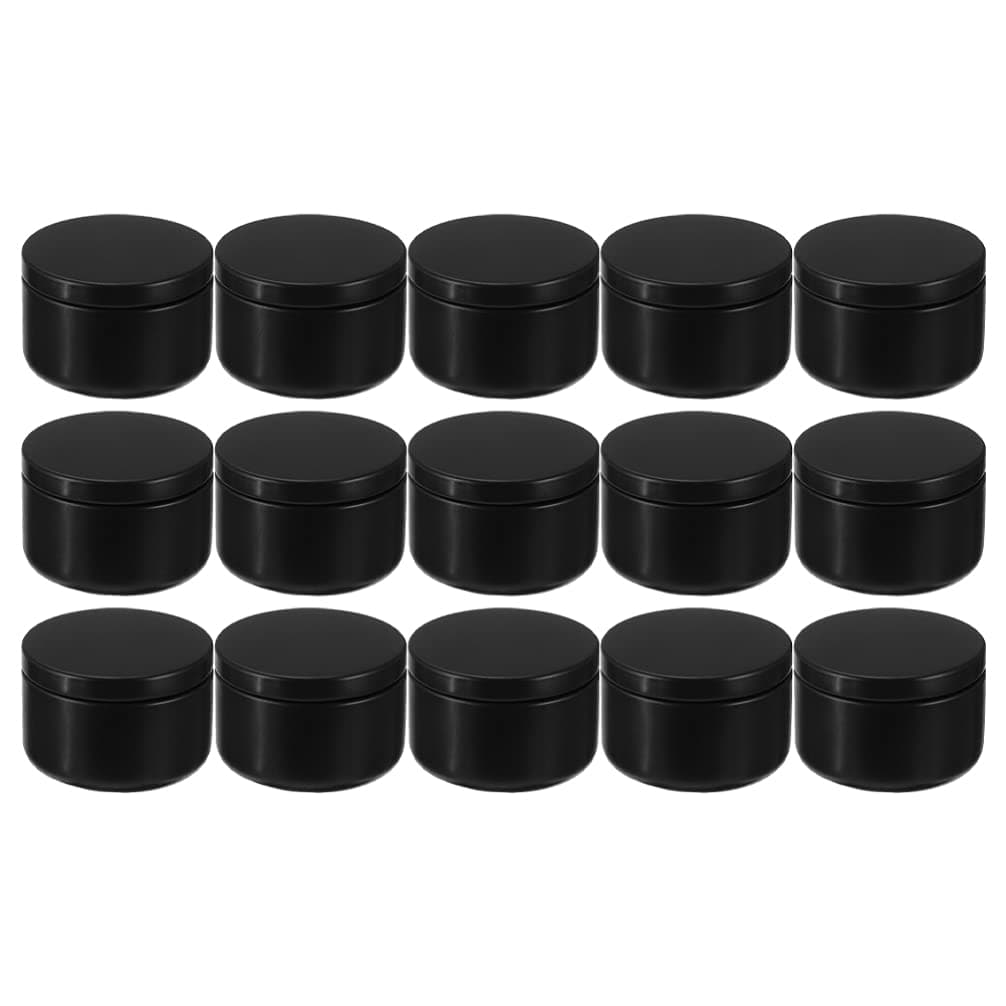 Artibetter 24pcs Candle Tins 2oz Aluminum Tins Mini Round Empty Candle Containers Tin Jars with Lids for Candle Making Spices and Gifts (Black)
