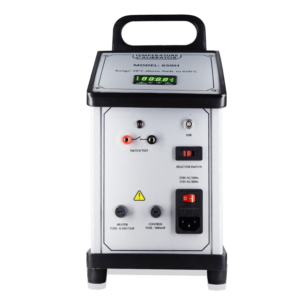 Dry Block Temperature Calibrator (Range: Ambient to 350°C) with Thermocouples (T, J, K, N, R, S) for Calibration Labs, Pharmaceutical Divisions, Thermal Plants, Metallurgical Plants Model: AI-DBC-01