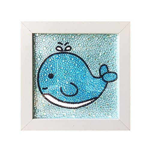 Young Sugar Diamond Painting Full Drill Kits for Kids, Cross Stitch Kits for Children with Frame 6X6 Inch (Blue Whale)