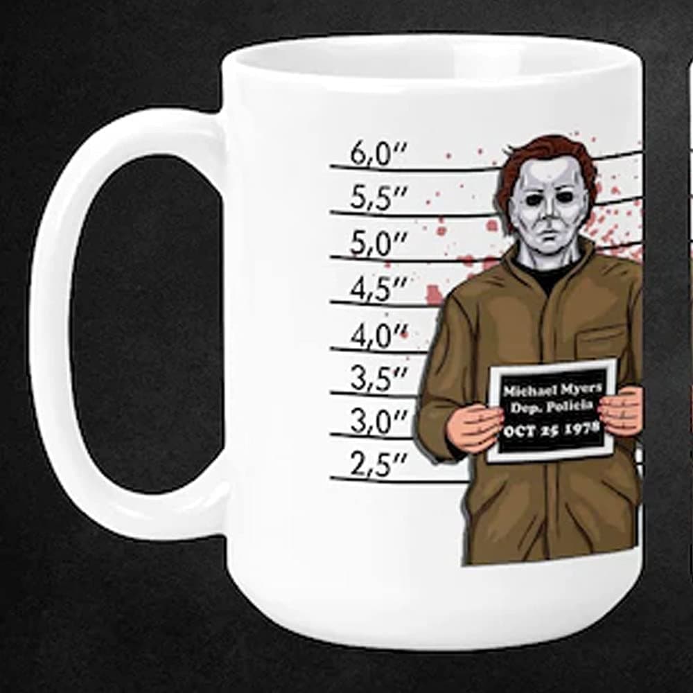 SNV Scary Horror Halloween Mugs, Horror Movie Character Mug, Funny Halloween Coffee Mug White 15 OZ