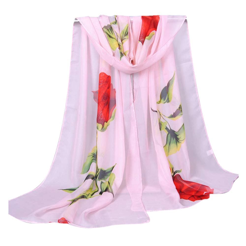 Datework Rose Long Soft Wrap Scarf (Pink)