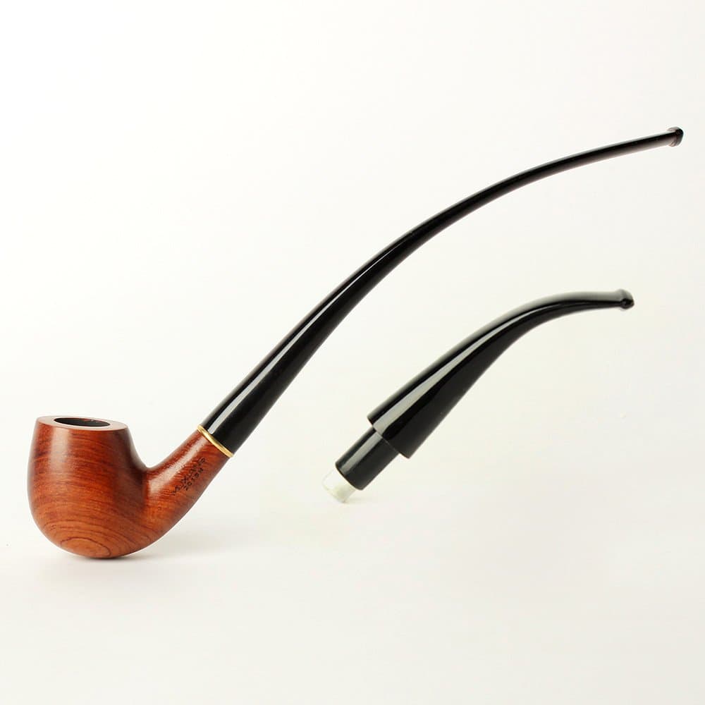 Churchwarden Tobacco Pipes with Two Mouthpiece Stem Long Wooden Pipe Tube 9mm Filters 10 Cleaning Tools Pipe Screen Filter Sc Brush Knife Stand Holder Rack Bag AD0015