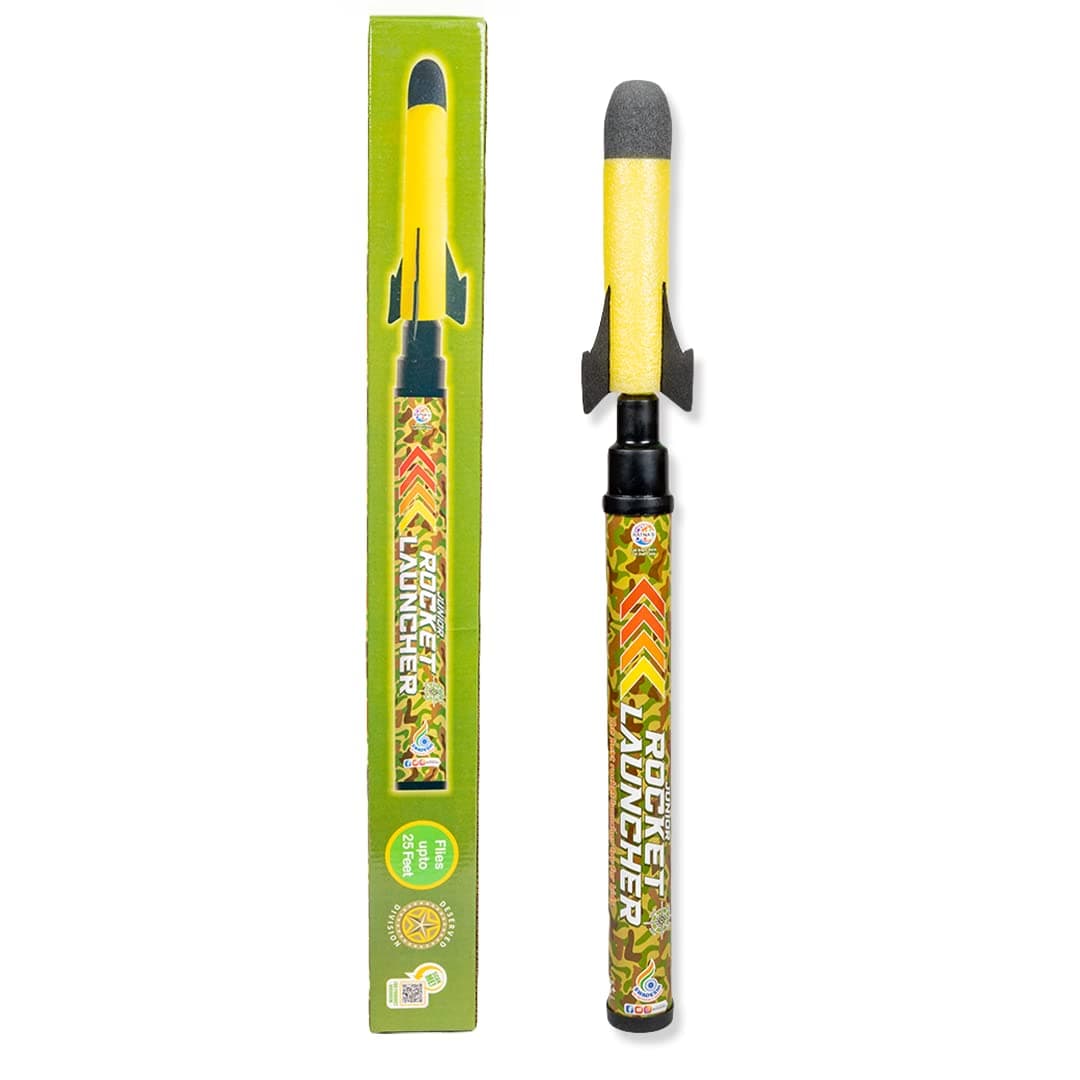 RATNA'S Junior Rocket Launcher Military Theme | Foam Bullet Toy for Outdoor Play, Flies Upto 25 feet, for Kids 5+ Years