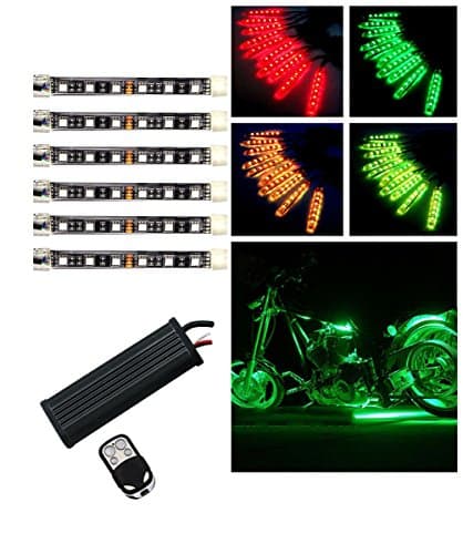 AXGLOW 6pc RGB Motorcycle LED Lights Kit Remote Control and Waterproof Neon Flexible Strip