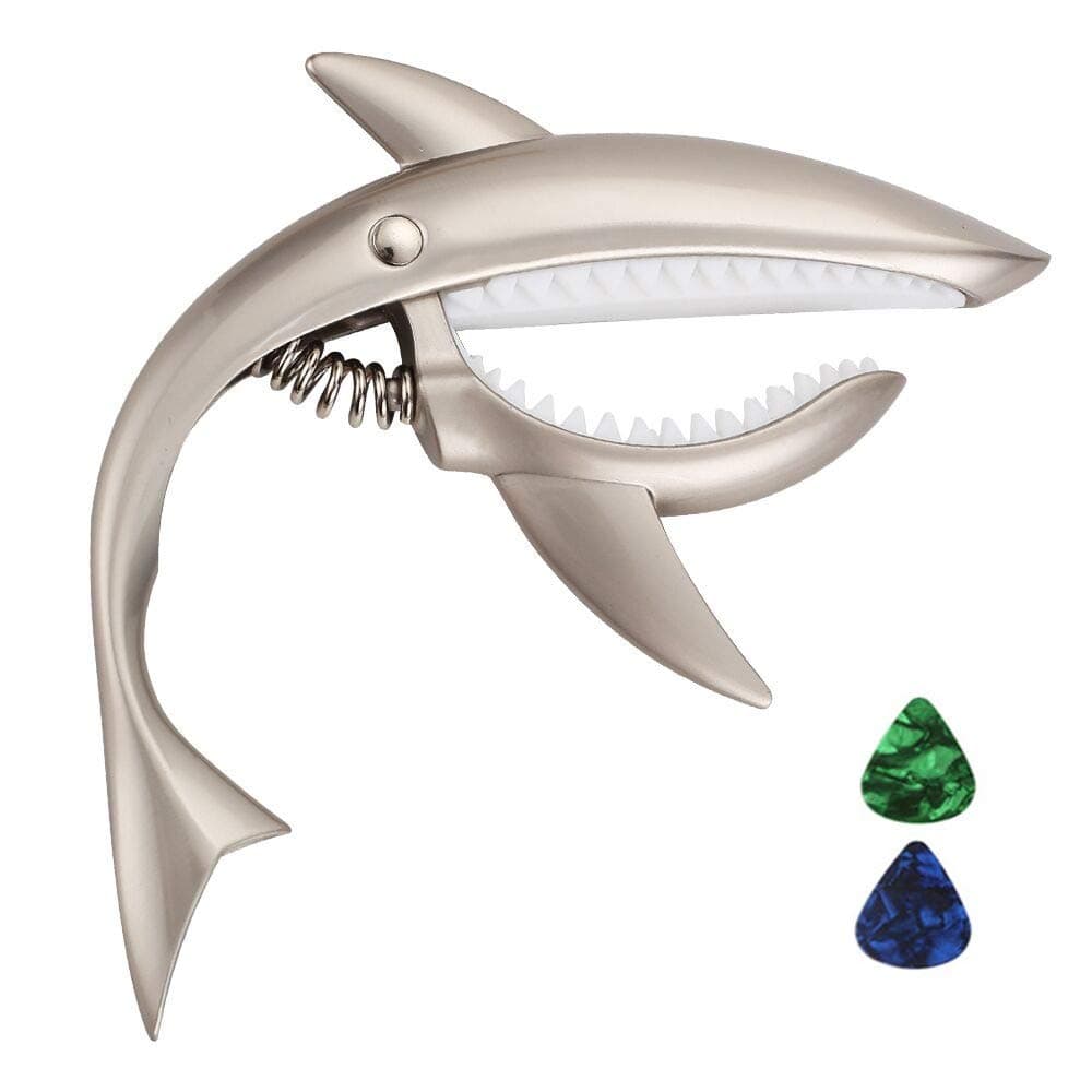 - Imelod Zinc Alloy Guitar Capo Shark Capo for Acoustic and Electric Guitar with Good Hand Feeling, No Fret Buzz and Durable(Gray)