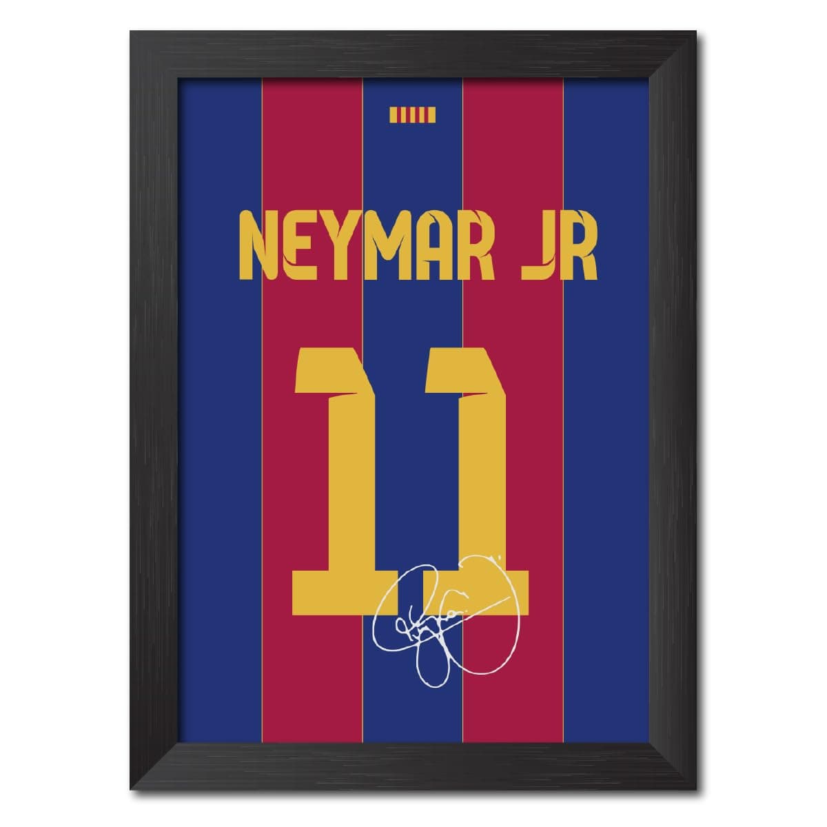 TenorArts Neymar Jr Poster Frame Barcelona Jersey Laminated Photo Print with Signature Framed Painting with Matt Finish Black Frame (12 inches x 9inches)