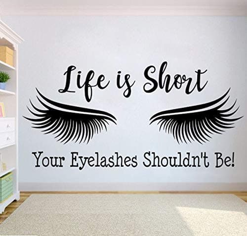 Enidgunter Eyelash Extension Wall Sticker Eyelashes Quote Wall Vinyl Decal Beauty Salon Decor Eye Make Up Removable Window Stickers 86X42cm
