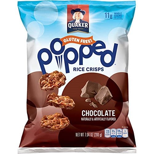 Quaker Popped Rice Crisps Snacks Chocolate, 7.04oz Bag (Pack of 4)