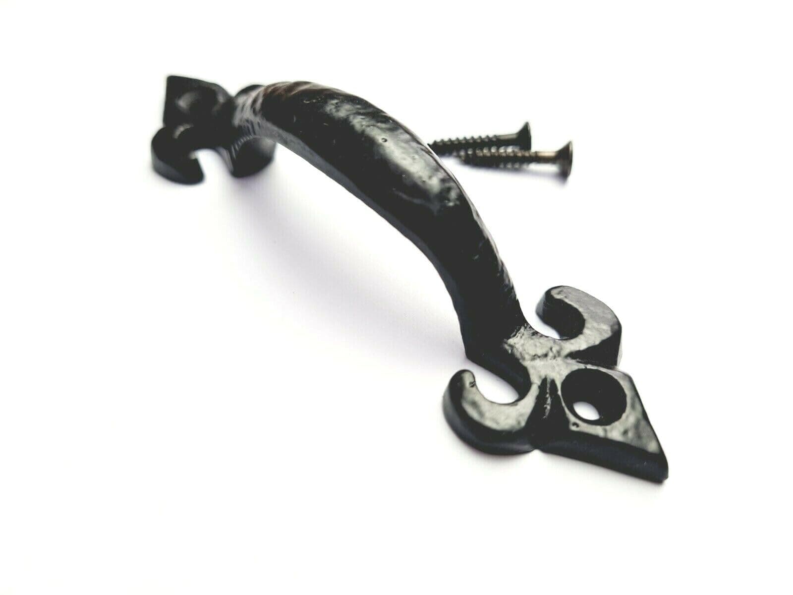 Celtic Woods Black Cast Iron 4" Fleur De LYS Pull Handle Including Screws