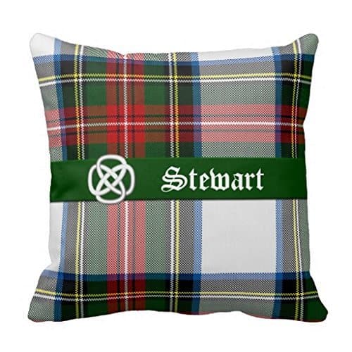 18 x 18" Throw Pillow Case Stewart Dress Tartan Plaid Pillow Cover Decorative Canvas Accent Pillows for Sofa and Couch